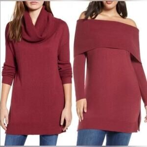 Caslon Cowl Neck Wool blend Sweater Burgundy Red Medium 3-in-1 Classic stretch